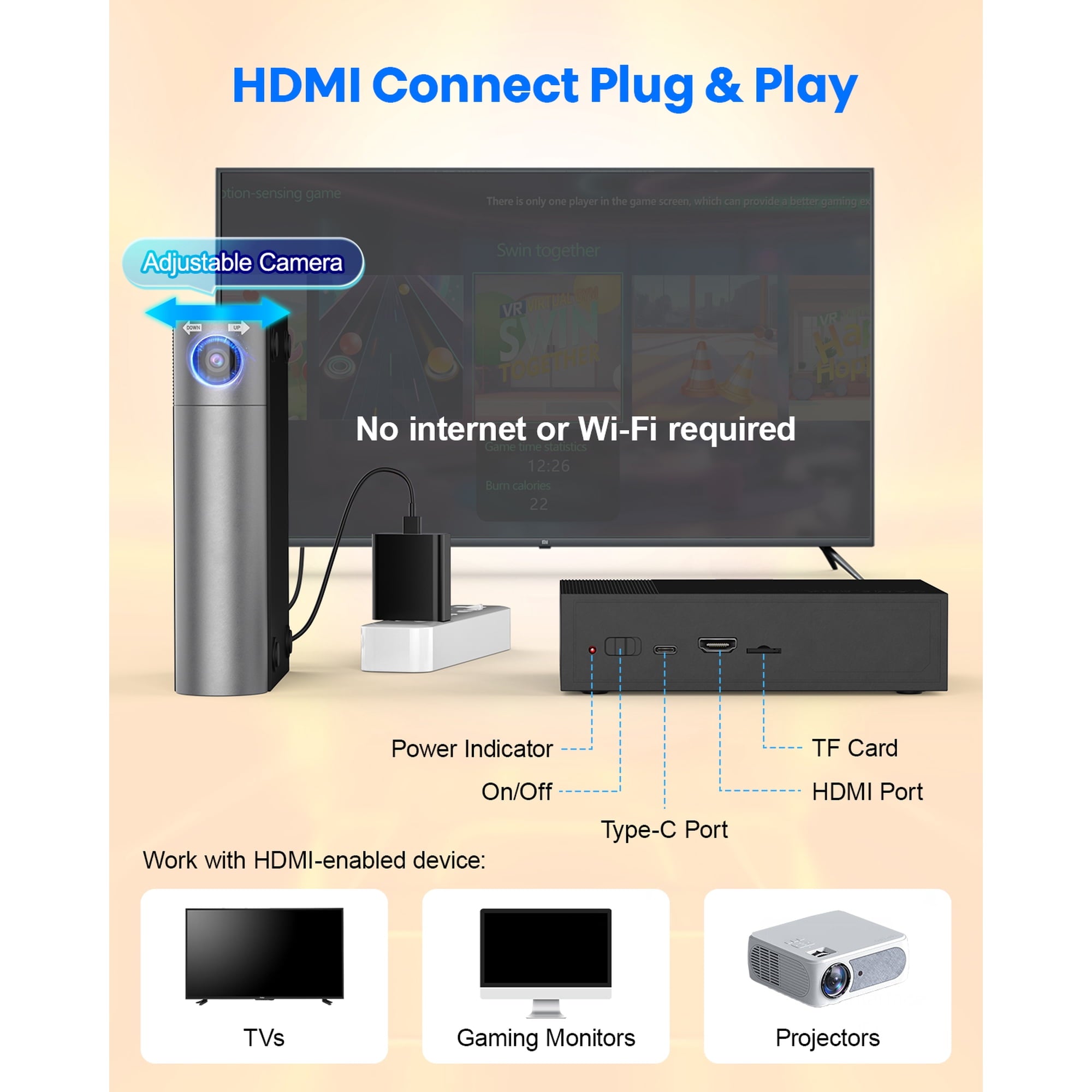 JIUMESS Motion Video Game Console for TV, Family Game System for Kids