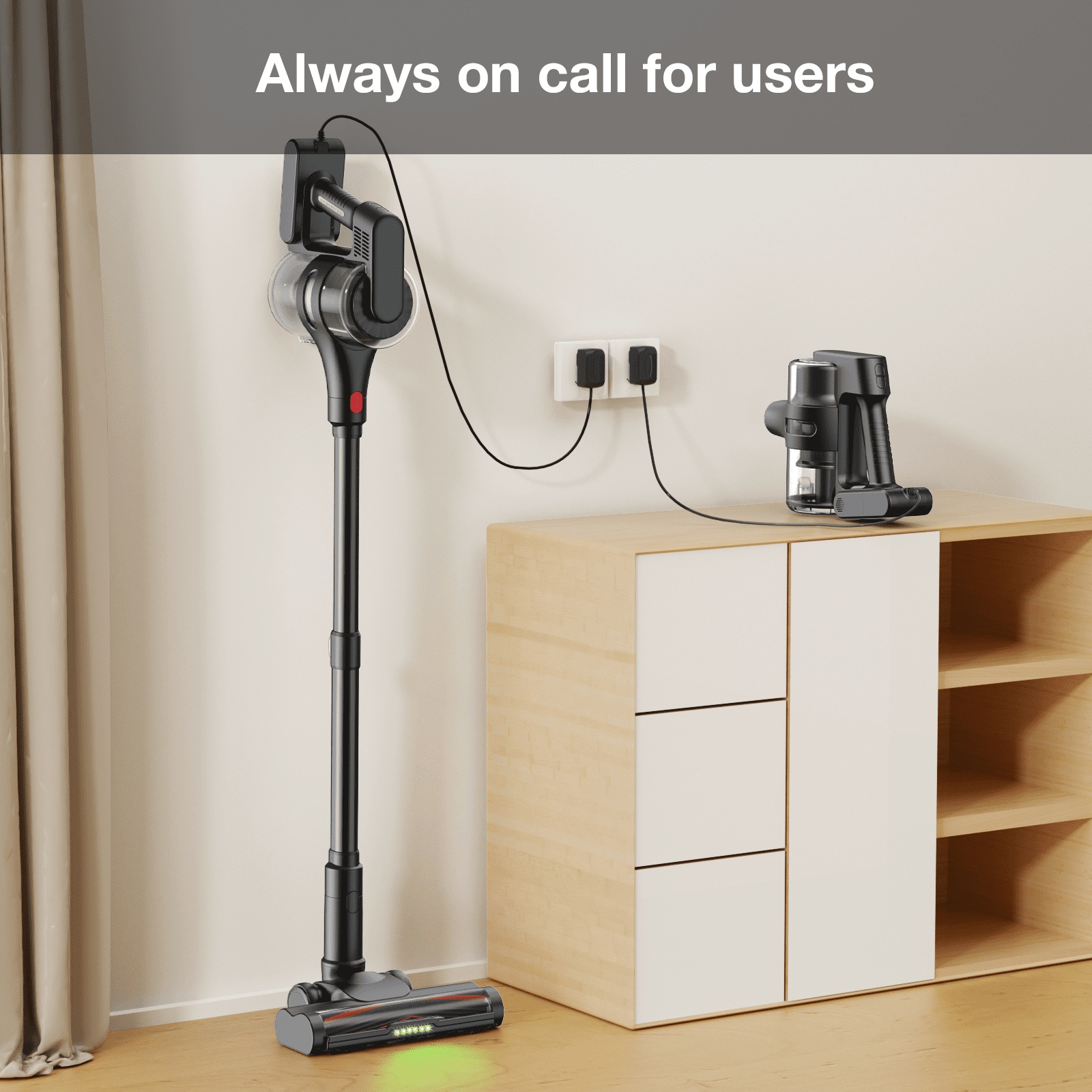 MOOSOO Cordless Vacuum Cleaner, 4-in-1 Lightweight Stick Vacuum 60 Mins Runtime for Pet Hair, Hard Floor & Carpet, Black