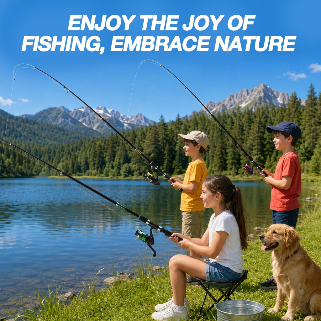 YTAKY Fishing Pole, 3-Piece Telescopic Rod and Reel Combo Kit with 95-Piece Lure Set, Carrier Bag, Pliers, Bobbers and Bells for Beginners